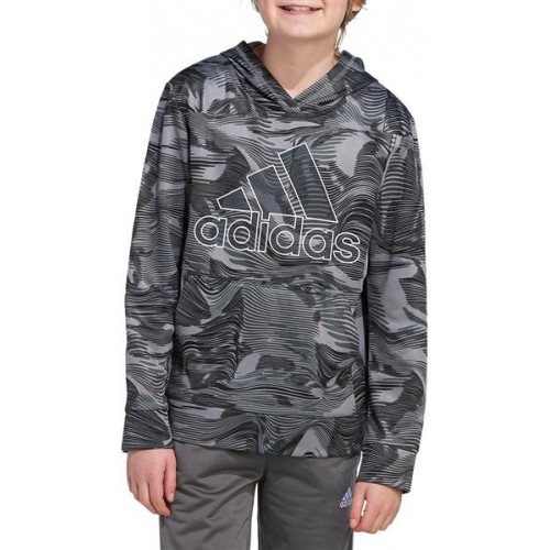 adidas Boys' Warp Camo Allover Print Pullover Black Hoodie adidas Boys' Warp Camo Allover Print Pullover Black Hoodie