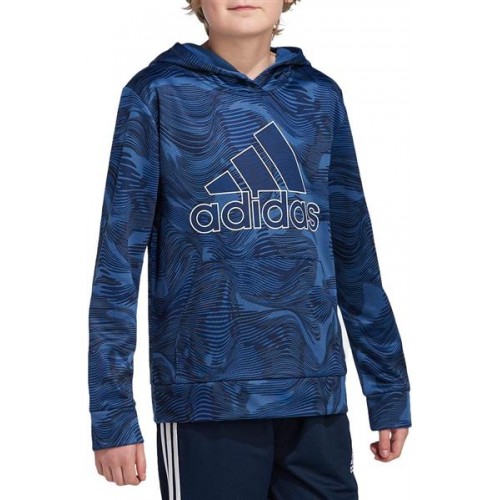 adidas Boys' Warp Camo Allover Print Pullover Collegiate Navy Hoodie adidas Boys' Warp Camo Allover Print Pullover Collegiate Navy Hoodie