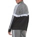 adidas Boys' Zip Front Split Logo Tricot Charcoal Heather Jacket adidas Boys' Zip Front Split Logo Tricot Charcoal Heather Jacket