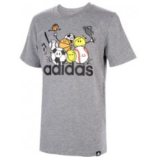 adidas Kids' All Here Heather Charcoal Grey T-Shirt adidas Kids' All Here Heather Charcoal Grey T-Shirt