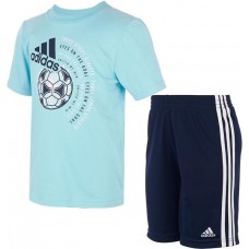 adidas Kids' Graphic T-Shirt Short Hazy Sky Set