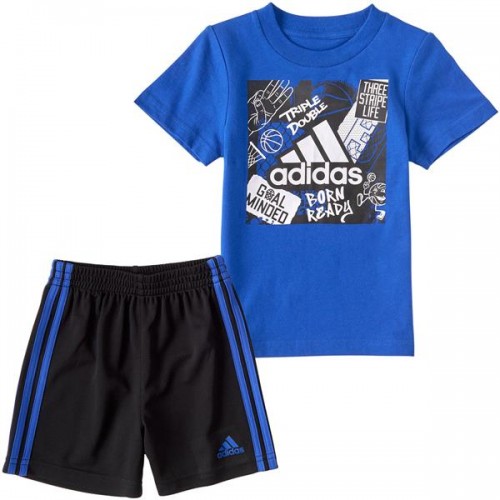 adidas Kids' Graphic T-Shirt Short Team Royal Blue Set adidas Kids' Graphic T-Shirt Short Team Royal Blue Set