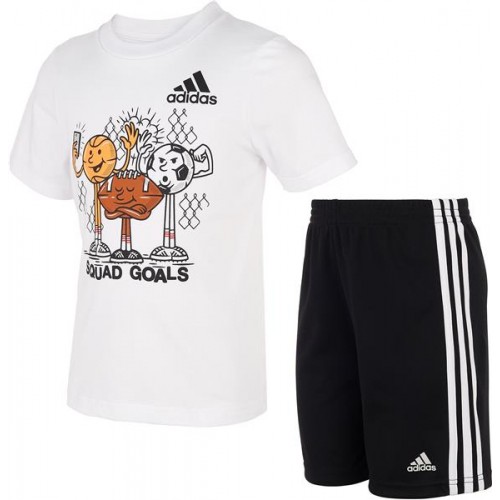 adidas Kids' Graphic T-Shirt Short White/Black Set adidas Kids' Graphic T-Shirt Short White/Black Set