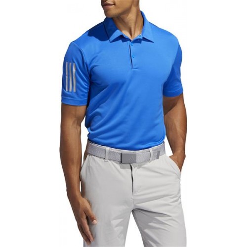 adidas Men's 3-Stripe Basic Golf Glory Blue/Grey Two Polo adidas Men's 3-Stripe Basic Golf Glory Blue/Grey Two Polo