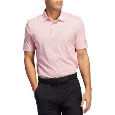 adidas Men's Abstract Print Golf Almost Pink/Semi Turbo Polo