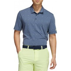 Adidas Men's All Over Print Primegreen Golf Crew Navy Mel/Puls Yellow Polo Adidas Men's All Over Print Primegreen Golf Crew Navy Mel/Puls Yellow Polo