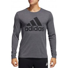 adidas Men's Basic Badge of Sport Long Sleeve Dark Grey Heather Shirt adidas Men's Basic Badge of Sport Long Sleeve Dark Grey Heather Shirt