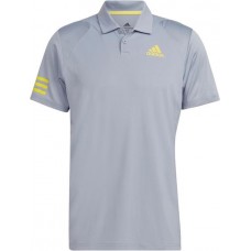 adidas Men's Club 3-Stripes Tennis Halo Silver/Beam Yellow Polo