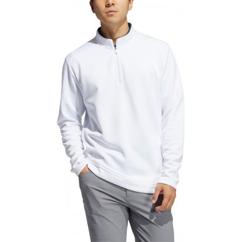 Adidas Men's Club Recycled Polyester 1/4 Zip Golf White Pullover Adidas Men's Club Recycled Polyester 1/4 Zip Golf White Pullover