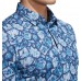 adidas Men's Cobblestone-Print Recycled Content Golf Sonic Aqua/Violet Tone Polo