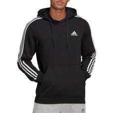 Adidas Men's Essentials 3-Stripes Black/White Hoodie