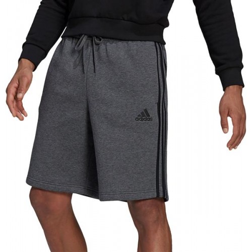 Adidas Men's Essentials Fleece 3-Striped Dark Grey Heather/Black Shorts Adidas Men's Essentials Fleece 3-Striped Dark Grey Heather/Black Shorts