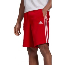 Adidas Men's Essentials Fleece 3-Striped Scarlet/White Shorts Adidas Men's Essentials Fleece 3-Striped Scarlet/White Shorts