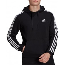 adidas Men's Essentials Fleece 3-Stripes Black/White Hoodie