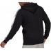 adidas Men's Essentials Fleece 3-Stripes Full Zip Black Hoodie