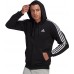 adidas Men's Essentials Fleece 3-Stripes Full Zip Black Hoodie