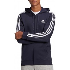 adidas Men's Essentials Fleece 3-Stripes Full Zip Ink Hoodie adidas Men's Essentials Fleece 3-Stripes Full Zip Ink Hoodie