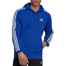 adidas Men's Essentials Fleece 3-Stripes Full Zip Team Royal Blue/White Hoodie