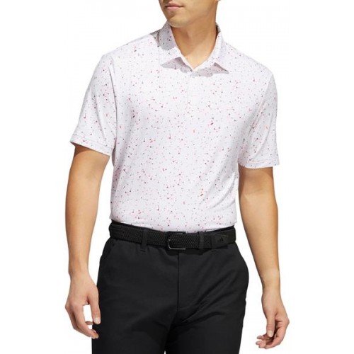 adidas Men's Flag Print Golf Almost Pink/Legacy Burg Polo adidas Men's Flag Print Golf Almost Pink/Legacy Burg Polo