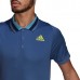 adidas Men's Freelift HEAT.RDY Polo Tennis Crew Blue/Acid Yellow Shirt