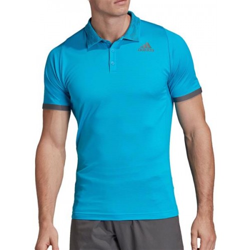 adidas Men's FreeLift PrimeBlue Tennis Sharp Blue Polo adidas Men's FreeLift PrimeBlue Tennis Sharp Blue Polo