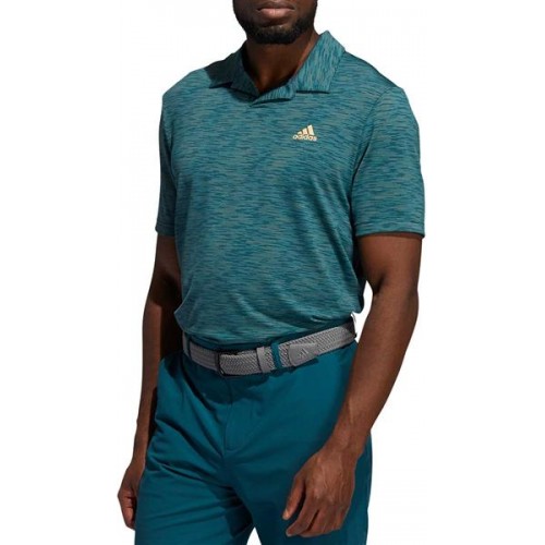 adidas Men's HEAT.RDY Broken Stripe Golf Wild Teal/Acid Mint/Orang Polo adidas Men's HEAT.RDY Broken Stripe Golf Wild Teal/Acid Mint/Orang Polo