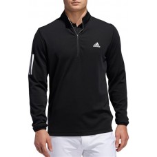 adidas Men's Midweight 3-Stripe 1/2-Zip Golf Black/Grey Three Pullover adidas Men's Midweight 3-Stripe 1/2-Zip Golf Black/Grey Three Pullover