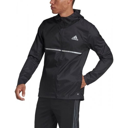 adidas Men's Own The Run Black/Reflective Silver Jacket adidas Men's Own The Run Black/Reflective Silver Jacket