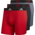 adidas Men's Performance Boxer Briefs Scarlet Red/Blk/Onix Grey - 3 Pack