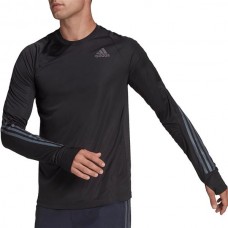 adidas Men's Run Icon Full Reflective 3-Stripes Long Sleeve Black T-Shirt adidas Men's Run Icon Full Reflective 3-Stripes Long Sleeve Black T-Shirt