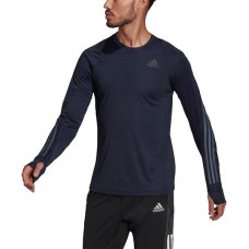 adidas Men's Run Icon Full Reflective 3-Stripes Long Sleeve Legend Ink T-Shirt