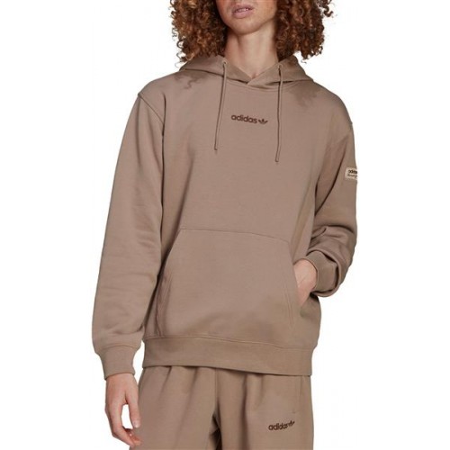 Adidas Men's Trefoil Linear Chalky Brown Hoodie Adidas Men's Trefoil Linear Chalky Brown Hoodie