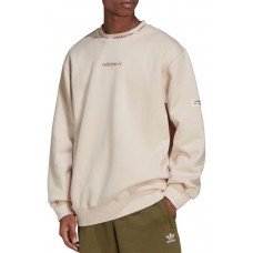 adidas Originals Men's Trefoil Linear Crew Linen Sweatshirt adidas Originals Men's Trefoil Linear Crew Linen Sweatshirt