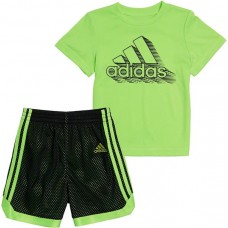 adidas Toddler Boys' Short Sleeve T-Shirt and Mesh Shorts Black Set adidas Toddler Boys' Short Sleeve T-Shirt and Mesh Shorts Black Set