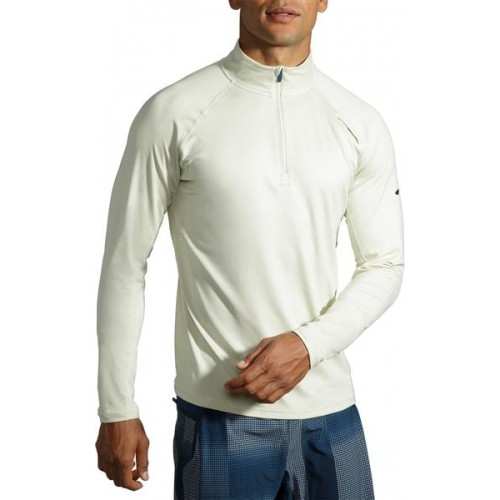 Brooks Men's Dash 1/2 Zip Long Sleeve Heather Honeydew Top Brooks Men's Dash 1/2 Zip Long Sleeve Heather Honeydew Top