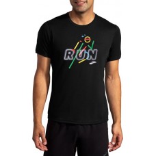 Brooks Men's Distance Graphic Short Sleeve Running Black/Run Victory T-Shirt