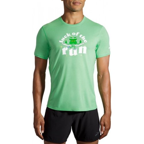 Brooks Men's Distance Graphic Short Sleeve Running Heather Mint T-Shirt Brooks Men's Distance Graphic Short Sleeve Running Heather Mint T-Shirt