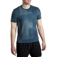 Brooks Men's Distance Graphic Short Sleeve Running Indigo Rush Altitude Prnt T-Shirt Brooks Men's Distance Graphic Short Sleeve Running Indigo Rush Altitude Prnt T-Shirt