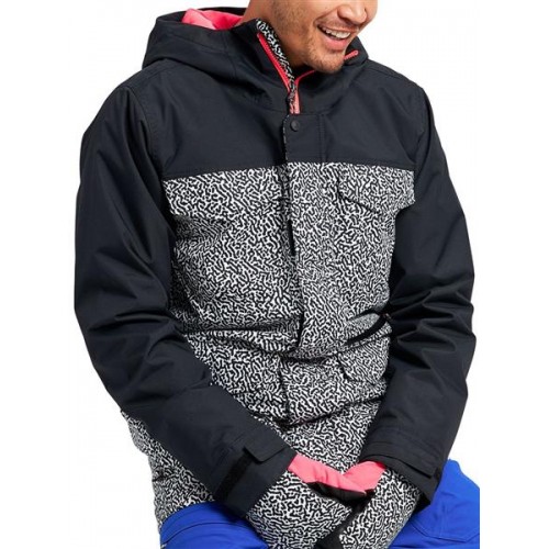 Burton Men's Covert Insulated True Black/PJ Print Jacket Burton Men's Covert Insulated True Black/PJ Print Jacket