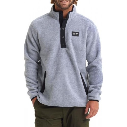 Burton Men's Hearth Fleece Pullover Long Sleeve Gray Heather Shirt Burton Men's Hearth Fleece Pullover Long Sleeve Gray Heather Shirt