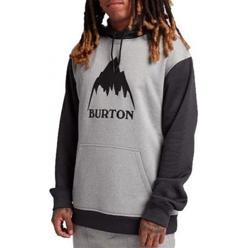 Burton Men's Oak Pullover Gray Heather/True Black Hoodie Burton Men's Oak Pullover Gray Heather/True Black Hoodie
