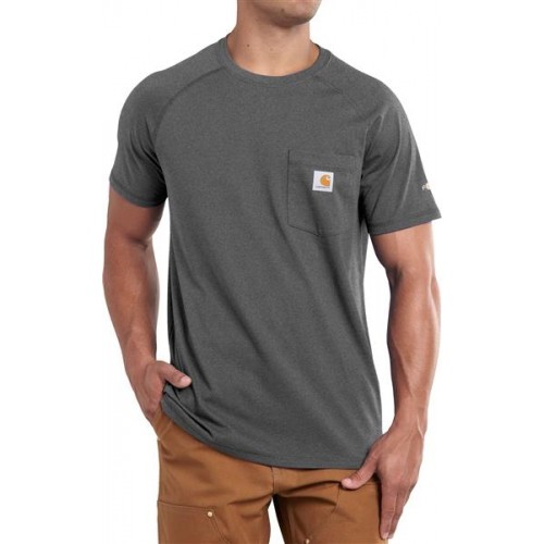 Carhartt Men's Force Cotton Delmont Short Sleeve Carbon Heather T-Shirt Carhartt Men's Force Cotton Delmont Short Sleeve Carbon Heather T-Shirt