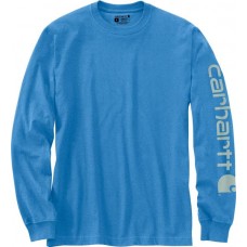 Carhartt Men's Graphic Logo Long Sleeve Blue Lagoon Heather Shirt