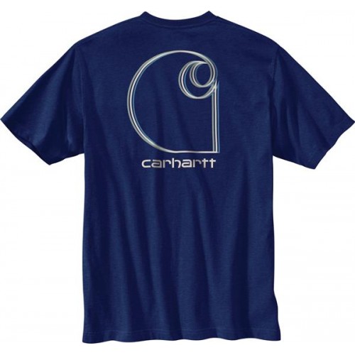 Carhartt Men's Logo Short Sleeve Graphic Scout Blue Heather T-Shirt Carhartt Men's Logo Short Sleeve Graphic Scout Blue Heather T-Shirt