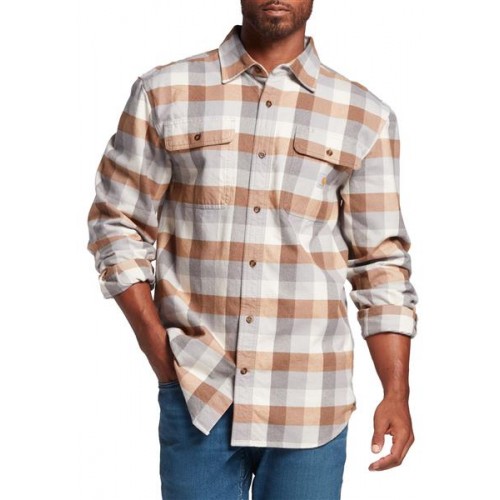 Carhartt Men's Loose Fit Heavyweight Long Sleeve Flannel Plaid Asphalt Shirt Carhartt Men's Loose Fit Heavyweight Long Sleeve Flannel Plaid Asphalt Shirt