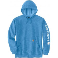 Carhartt Men's Midweight Sleeve Logo Blue Lagoon Space Dye Hoodie