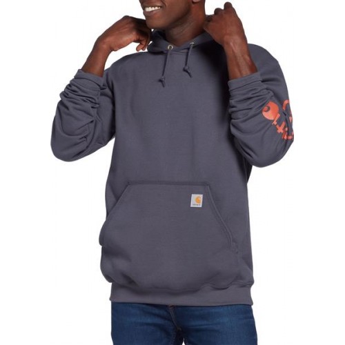 Carhartt Men's Midweight Sleeve Logo Bluestone Hoodie Carhartt Men's Midweight Sleeve Logo Bluestone Hoodie