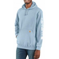 Carhartt Men's Midweight Sleeve Logo Tourmaline Heather Hoodie Carhartt Men's Midweight Sleeve Logo Tourmaline Heather Hoodie