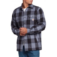 Carhartt Men's Relaxed Fit Heavyweight Flannel Sherpa Lined Shirt Folkstone Gray Jacket Carhartt Men's Relaxed Fit Heavyweight Flannel Sherpa Lined Shirt Folkstone Gray Jacket