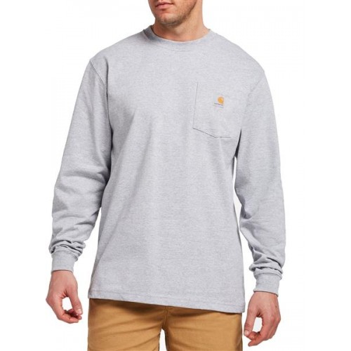 Carhartt Men's Workwear Long Sleeve Heather Grey Shirt Carhartt Men's Workwear Long Sleeve Heather Grey Shirt